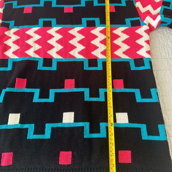 Blue Morgan Vintage 1980’s Geometric Design Oversized Sweater 1x made in USA - Picture 5 of 7